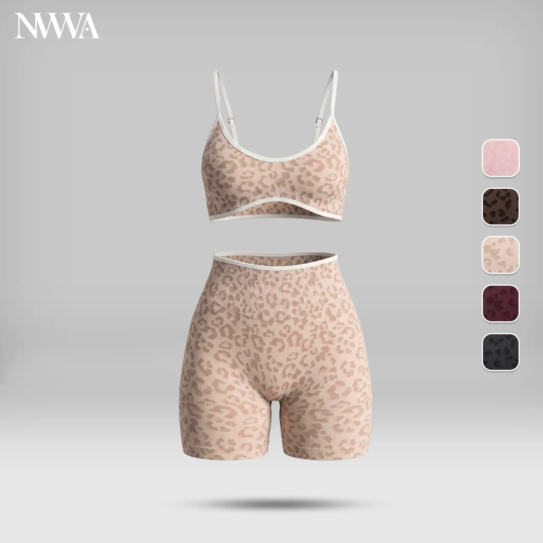 Women's Workout 2-Piece Sets, Summer Sports Leopard Bra & Biker Shorts Sets for Women with Contrasting Colors, Seamless Thin Straps, Gym Tracksuits Summervibes, Workout Sets Women