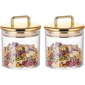 2 Pack 16 oz Small  Storage  Jar with  Airtight Lid | Bathroom Vanity Organizer Containers | Ideal Decorative Canisters for Shells, Bath Salt, Cotton Swabs, Cotton Ball