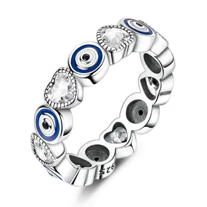 MULA Silver-Plated Statement Ring - Adorned with Evil Eye, Heart and Cubic Zirconia, Unique Gift for Women, Ideal for Birthdays, Valentine's Day, Statement Rings