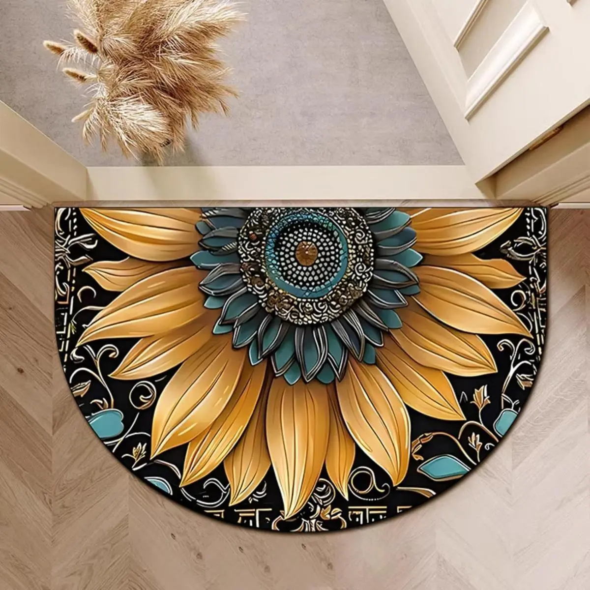 Super Absorbent Doormat Half Circle Diatomaceous Earth Bath Mat Non Slip Quick Dry Rug for Bathroom Shower Entry Diatomite Bath Mat Bath Mat Set Bathmat Bath Textiles Bath Tub Accessories