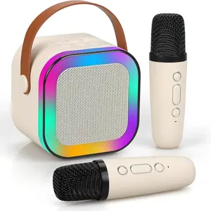 Mini karaoke machine with microphone sound system, portable karaoke machine with 2 wireless microphones, birthday gifts for girls and children aged 4-12, family gatherings,TikTokShopBacktoSchool