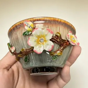 3D Floral Branch Handcrafted Ceramic Tea cup – Artisanal Jianzhan
