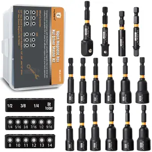 MulWark 16-Piece Magnetic Nut Driver Set - 1/4" Hex Shank Deep Drill Bits, Hex Screwdriver Bits, Quick-Change Holder, Impact Socket Adapters for Secure Fastening