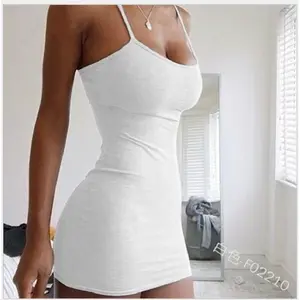 Lady's Sleeveless Spaghetti Strap Basic Casual Wear - Spring Summer Tight-Fitting European American Bodycon Dress for Outdoor Beach Use