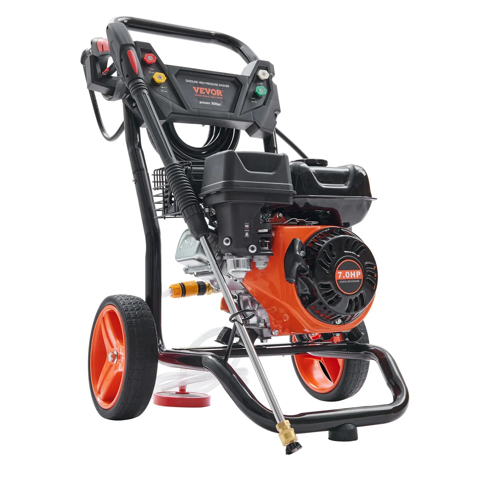 【Summerfinds】VEVOR Gas Pressure Washer 3600 PSI 2.6 GPMGas Powered Pressure Washer with Copper PumpSpray Gun and Extension Wand5 Quick Connect Nozzlesfor Cleaning CarsHomesDrivewaysPatiosPressure Washer AccessoriesHeavy Duty