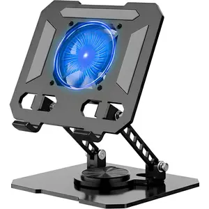 Black Cooling Stand for iPad & Small Laptops up to 13" – Turbo Fan, Adjustable Height & 360° Rotation| NOT for 15.6"–17" or Gaming Laptops| MacBook Air, Surface Pro, iPad Pro