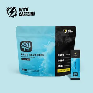 SALTT Blue Slushies Electrolyte Drink Mix - 100mg Caffeine - Sodium, Potassium, Magnesium - Zero Sugar - 30 Packets