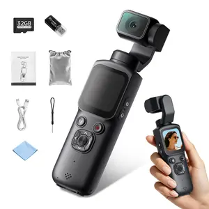 330° Rotating Lens Pocket Pan-Tilt Camera with Automatic Face Tracking, Includes a Free 32GB Micro SD Card, 4K Ultra HD 75MP, 1.72-inch Touchscreen, 4x Zoom, Direct WiFi Connection to Your Phone for Transfer, and Smart Beauty Filters