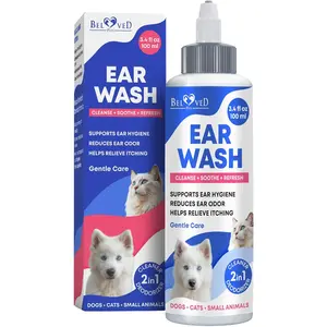 Cat & Dog Ear Cleaner Drops & Wash Solution - Yeast Otic Infection Treatment & Itchy Ear Relief for Pet - Wax Remover & Flush Remedy for Any Pets