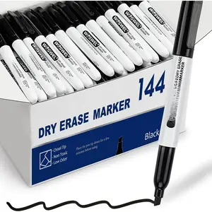 Dry Erase Markers Bulk, 144 Pack Black Chisel Tip Whiteboard Markers, Low Odor Dry Erase Markers for School Office