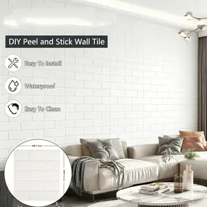 65pcs 3D Self-Adhesive Brick Wallpaper, Waterproof Foam Peel and Stick Wall Panels, for TV Living Room Background Decor