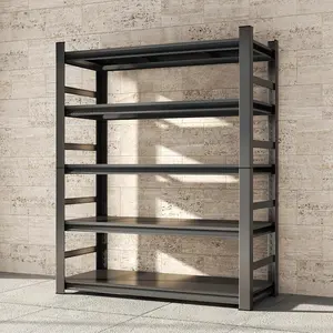 Heavy-Duty 5-Tier Metal Shelving Unit with Fence - Adjustable Height Shelves, Garage Storage Rack,  78"H x 47.3"W x 18"D, Rust-Resistant Frame for Basement, Warehouse, Pantry, Kitchen (Black) - Commercial &, Utility