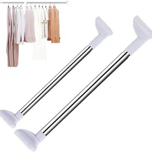Drill-Free Telescopic Tension Rod for Hanging Clothes,adjustable Rod Without Drilling,Stainless Steel Shower Curtain Rod, For Bathroom, Window, Closet, Room Divider