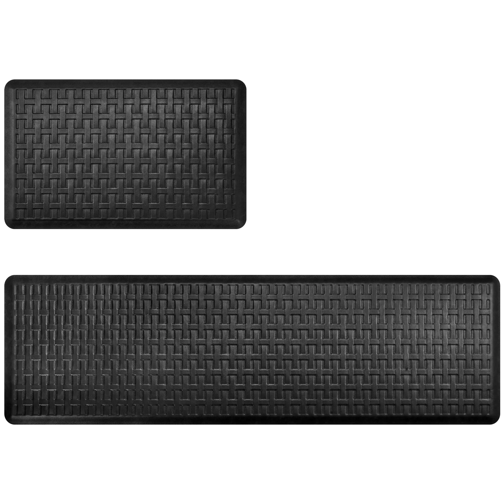UKISS High-Quality PVC Kitchen Floor Mats 2-Piece Set - Functional, Shock-Absorbing Anti-Fatigue, Waterproof, Non-Slip Plaid Texture Indoor Standing Mats (18in×28in+18in×60in, 18in×28in+18in×40in), Indoor Use