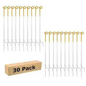 41 Inches Pig Tail Electric Fence , 30 Pack Stainless Steel Step in Fence , Electric Fencing  for Garden and Livestock, Yellow