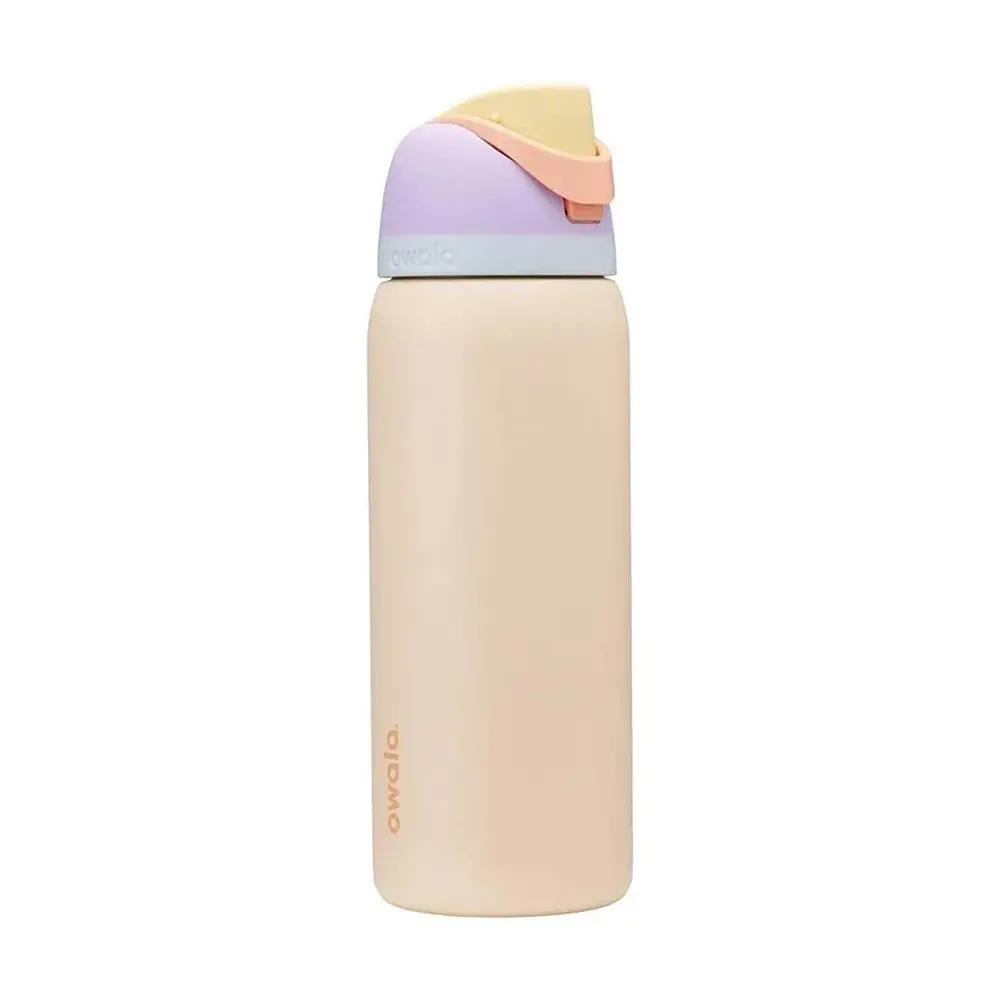 Owala Soft Cream Pastel Insulated Water Bottle with Built-In Straw, Push-Button Lid & Carry Handle – Cute Minimalist Stainless Steel Bottle for Women & Teens, School, Work, Gym & Everyday Use