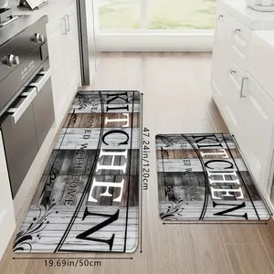 1pc Classic Dark Versatile Wood Grain Kitchen Print Mat, High Resilience Absorbent Non-Slip Kitchen Mat, Hallway Mat, Suitable for Kitchen, Bathroom, Hallway, Doorway, Dining Room, and Other Home Decor Mats