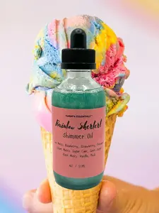 Rainbow Sherbert Moisturizing Body Shimmer Oil 120ml with Apricot Coconut Jojoba Oils for Radiant Dewy Skin by Karafa Essentials