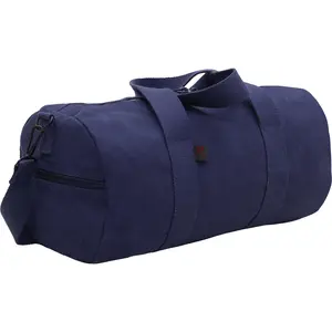 Navy Blue - Heavyweight Duffle Bag Cotton Canvas Sports Gym Shoulder & Carry Bag - 17"