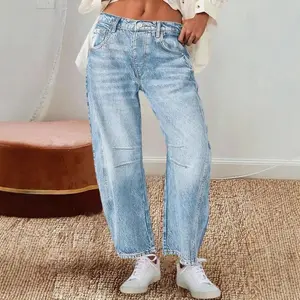 2025 New Retro Banana Pants — Loose Curved Knife-Cut Wide-Leg Jeans, Mid-Rise Straight Leg, Women’s (Gift)