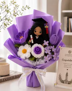 The Sweetest Graduation Gift 2026 | Handmade Crochet Grad Bouquet with Personalized Doll | Aesthetic Keepsake Flowers for Girls | Cute Dorm & Home Decor