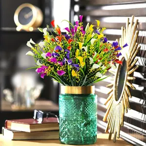 10 bunches of outdoor calla lily artificial flowers, plastic UV-resistant simulated plants, colorful false lilies, suitable for home garden flower pots, porches, windowsill decoration (multi-color)