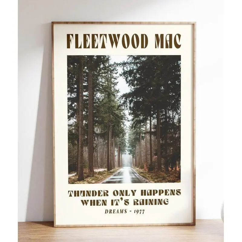 Fleetwood Mac 70s Rock Vintage Music Poster - Home Decor Items, Wall Decor, Decoration, Artistic Song Lyrics Collectibles, Gift for Music Lovers, Photo