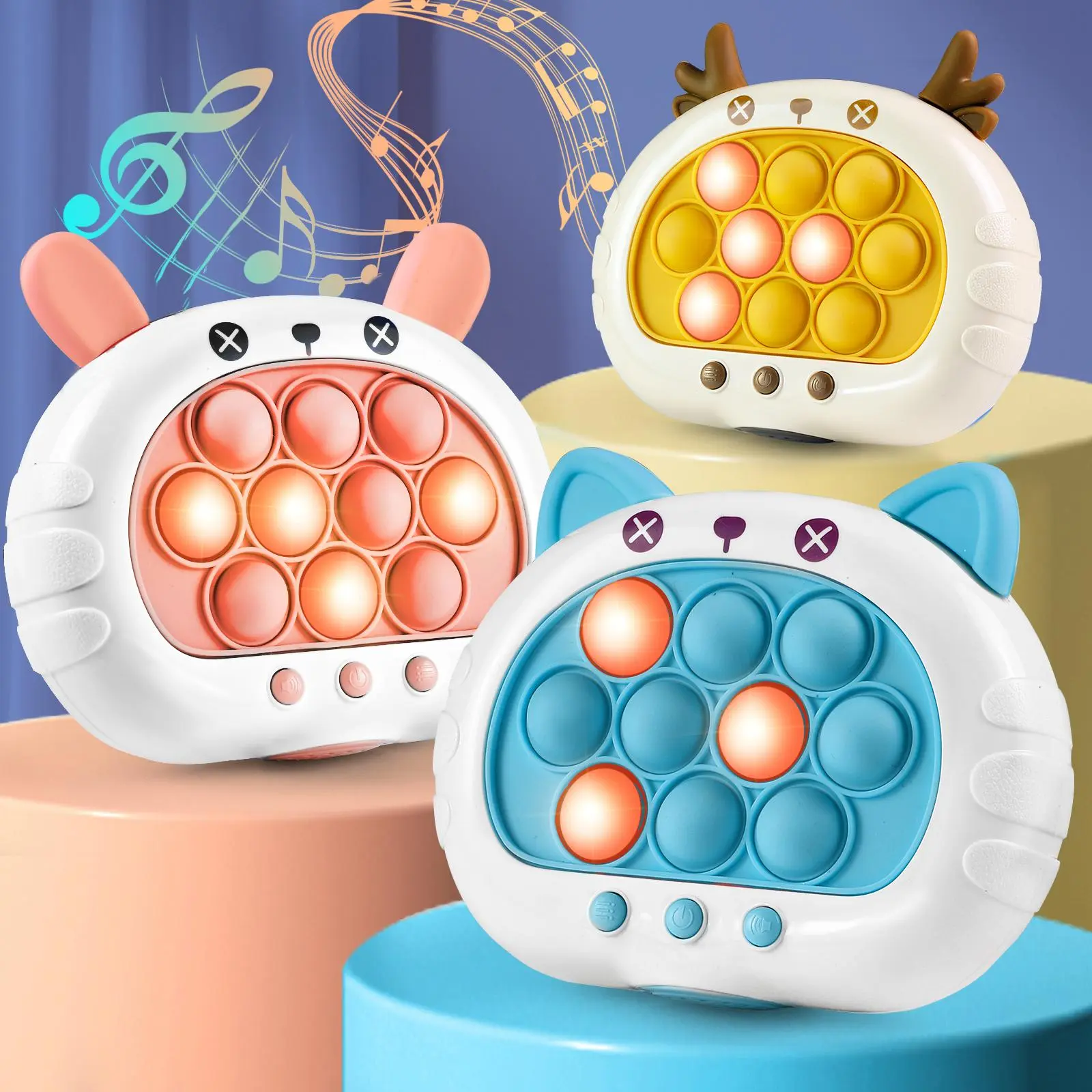 Fast Push Bubble Game | Musical Light Up Fidget Toy | Stress Relief Sensory Toy for Kids    All Ages  fast  push  game
