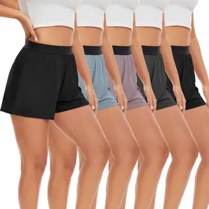 5 Pack Women’s Summer Lounge Shorts Set, Multi-Color Comfy Sleepwear, Soft Daily Home Wear Shorts Multipack