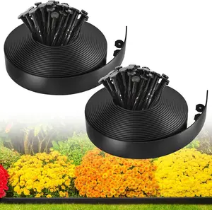 No Dig Landscape Edging Border, 2'' Tall 100FT Garden Edging Kit with 120pcs Anchoring Stakes for Lawn, Gardens and Yards (Black)