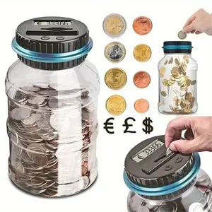 Automatic Counting Coin Bank with LCD Display, Digital Piggy Bank, Large Savings Bank, Cash Coin Jar, Coin Counter, Durable Abs Resin, Perfect Gift for Halloween Thanksgiving Christmas, Cash Saving Box