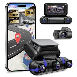 Dash Cam, 4 Channel Front and Rear Inside Left Right, Microwave Radar Motion Detection Parking Mode Monitoring, Built-in GPS WiFi, Free 128GB Card, Hd Driving Recorder，Dashcam Vehicle Automotive Dvr，Rotatable Dashcam Video Dashcam