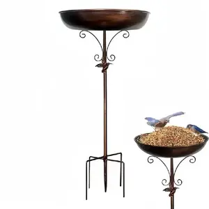 outdoor Bird Bath&Bird Feeder Vintage Rustic Iron Bird Bath, Feeder & Planter – Outdoor Garden Decor