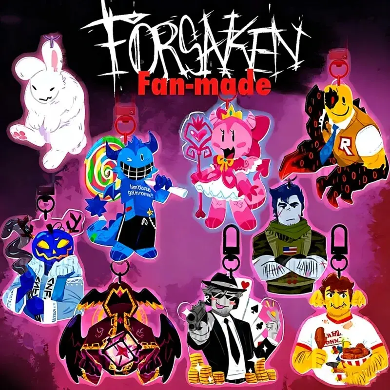 FORSAKEN Keychain: Bluudud, Pr3tty princess, John Doe, Chance, Guest 1337, Shedletsky, Taph, Dusekkar, Gubby, Cute, Durable, And Perfect For Bags, Keys, Or Gifts. Great For Daily Use Or As Thoughtful Little Gifts For Your Friends And Yourself.
