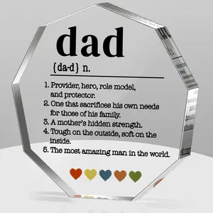 FathersDayGift Dad Gifts from Daughter Son Wife Thank You Gifts for Best Father Ever Birthday Christmas Gifts for Father Stepdad Bonus Dad Single Dad New Dad Daddy Definition Acrylic Decorative Signs Plaques Print