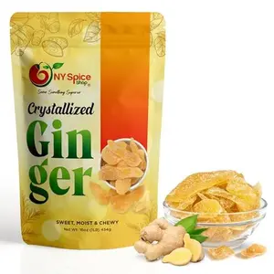 NY SPICE SHOP Candied Ginger Slices – (16 Oz.) 1 Pound Crystallized Ginger Slices – Ginger Hard Candy – Candied Ginger Pieces – Crystallized Ginger Chunks