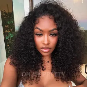OhMyPretty Wear Go Half Wig 3 IN 1 Water Wave Flip Over Wig For Beginner Invisible Hairline Curly Wavy Virgin Human Hair Natural Black