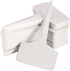 Plastic Plant Tags 100 Pcs 6 x 10cm Durable PVC Waterproof T-Type Garden Labels for Pot Plants, Herbs, Vegetables, and Flowers