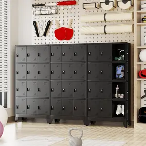 Metal Lockers for Employees, 12Doors & 15Doors & 18 Doors Metal Storage Locker with Card Slot and Ventilation Holes, Steel Employee lockers for Home Office School Gym Garage, Requires Installation