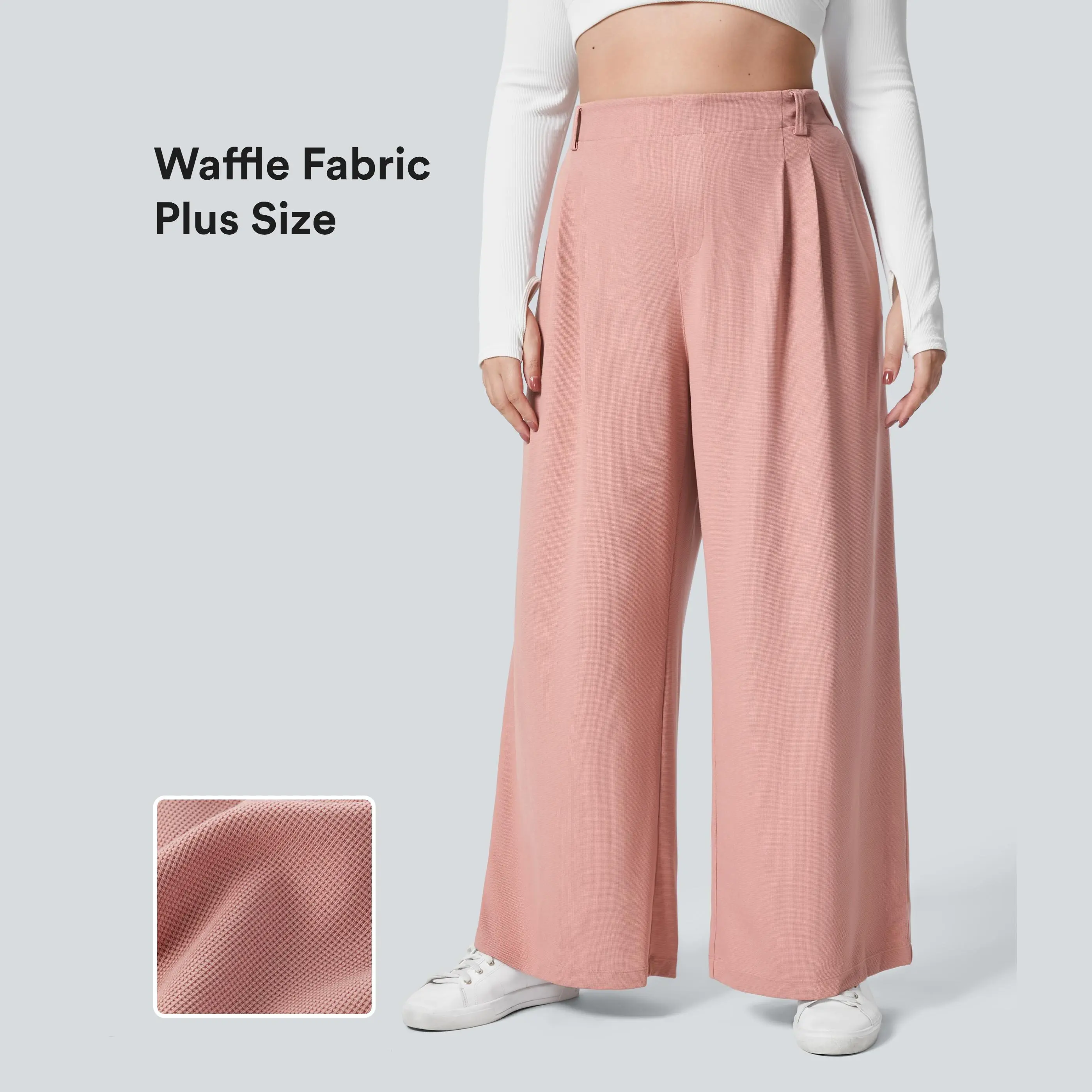 Halara Flex™ High Waisted Side Pocket Wide Leg Waffle Work Plus Size Pants #BackToSchool
