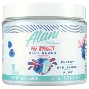 Alani Nu Pre-workout Powder, Blue Slush, 20 Servings, 200mg Caffeine