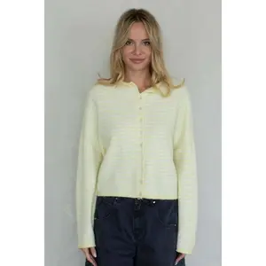 Haven Mini Striped Cardigan in Butter Yellow and White