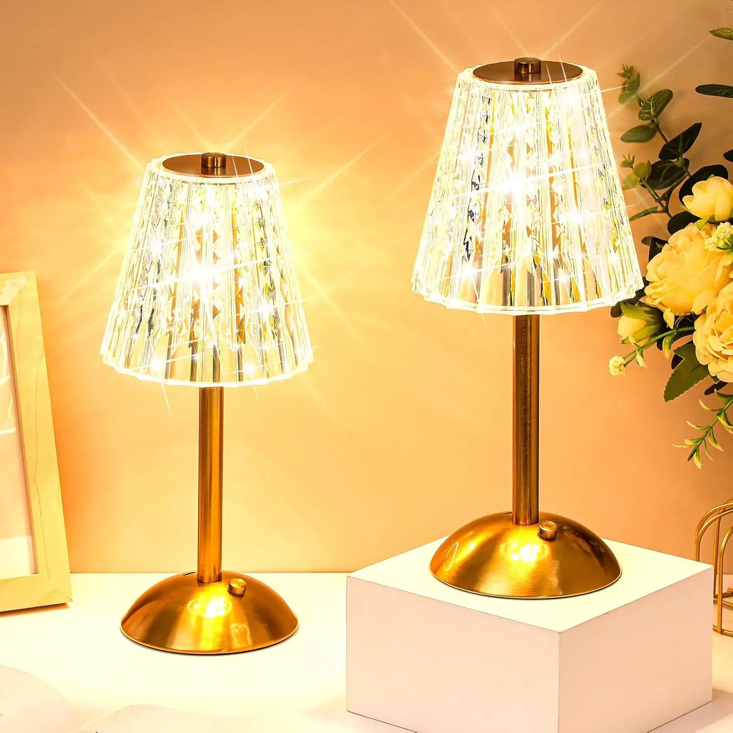 LED Portable Cordless Table Lamp Touch Battery Operated Rechargeable Gold Desk Lamp 3 Color Dimmable for Bedroom Living Room Dining Classic Style with Switch Included