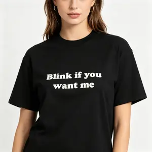 "Blink If You Want Me" Y2K Funny Meme Tee |   All-Season Breathable 90s Graphic Unisex Top