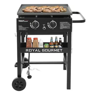 Royal Gourmet 23-Inch Flat Top Gas Griddle, 2-Burner Propane Outdoor Griddle Grill for Camping, Patio Camping Griddle flattop grilling, Black