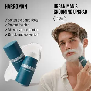 HARROMAN Facial Cleansing Shaving Stick 40g — Softens beard roots, 2-in-1 facial cleansing and shaving, protects skin, moisturizes and soothes, simple and convenient, men’s ocean fragrance, menthol alcohol, avocado tree fruit oil. Cleanser