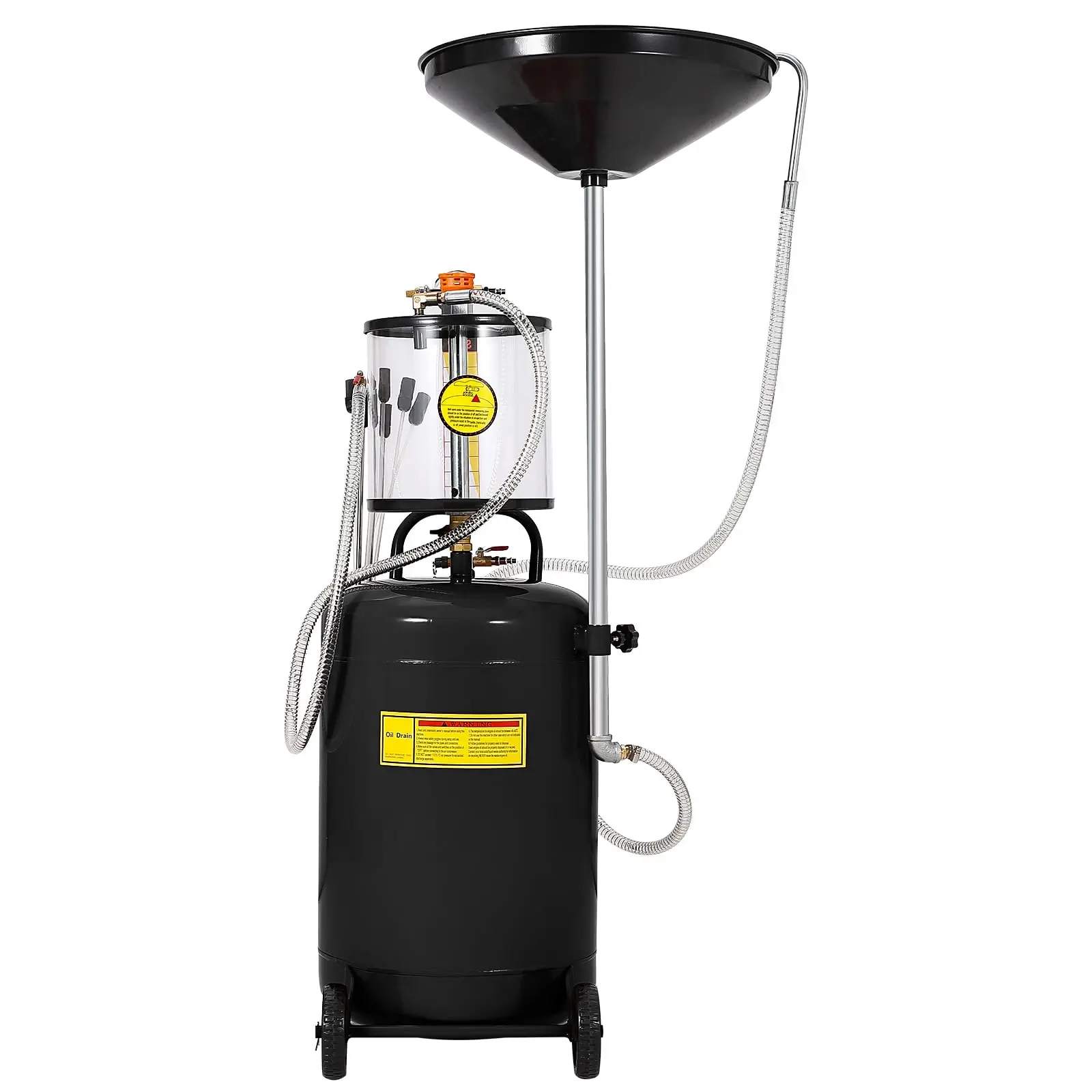 GARVEE 20 Gallon Waste Oil Drain Tank, Air Operated Portable Oil Drainer with Adjustable Funnel and Measuring Cup, Fluid Fuel Transfer Drainage with Wheels, Ideal for Automotive Workshops