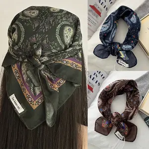 Cubidupi 3pcs Bohemian Peacock Flower Triangle Head Scarves - Vintage Paisley Print Bandanas for Women