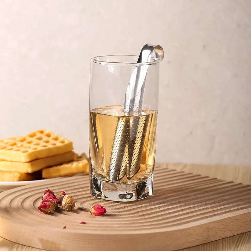 2pcs Portable Home Tea Accessories Filter Stainless Steel Tea Maker Piping Design Tea Spoon Brewer Long Handle Metal Creative Cup-MM1