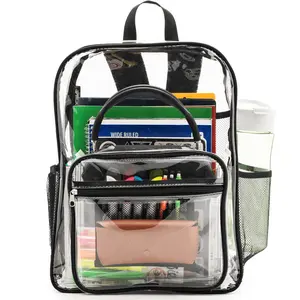 JPACK Clear Backpack Heavy Duty Transparent Bookbag for Adults and Teens School Work Travel Stadiums with Mesh Pockets and Zippered Compartments Waterproof Stadium